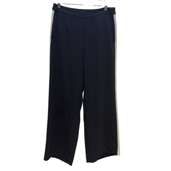 Armani Exchange Black & White Side Stripe Wide-Leg Pants 6 - Picture 1 of 5